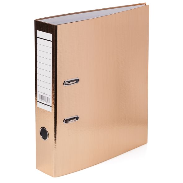 Папка -Регистратор с арочным механизмом А4ф корешок 70мм Hatber Бумвинил METALLIC Золото , 